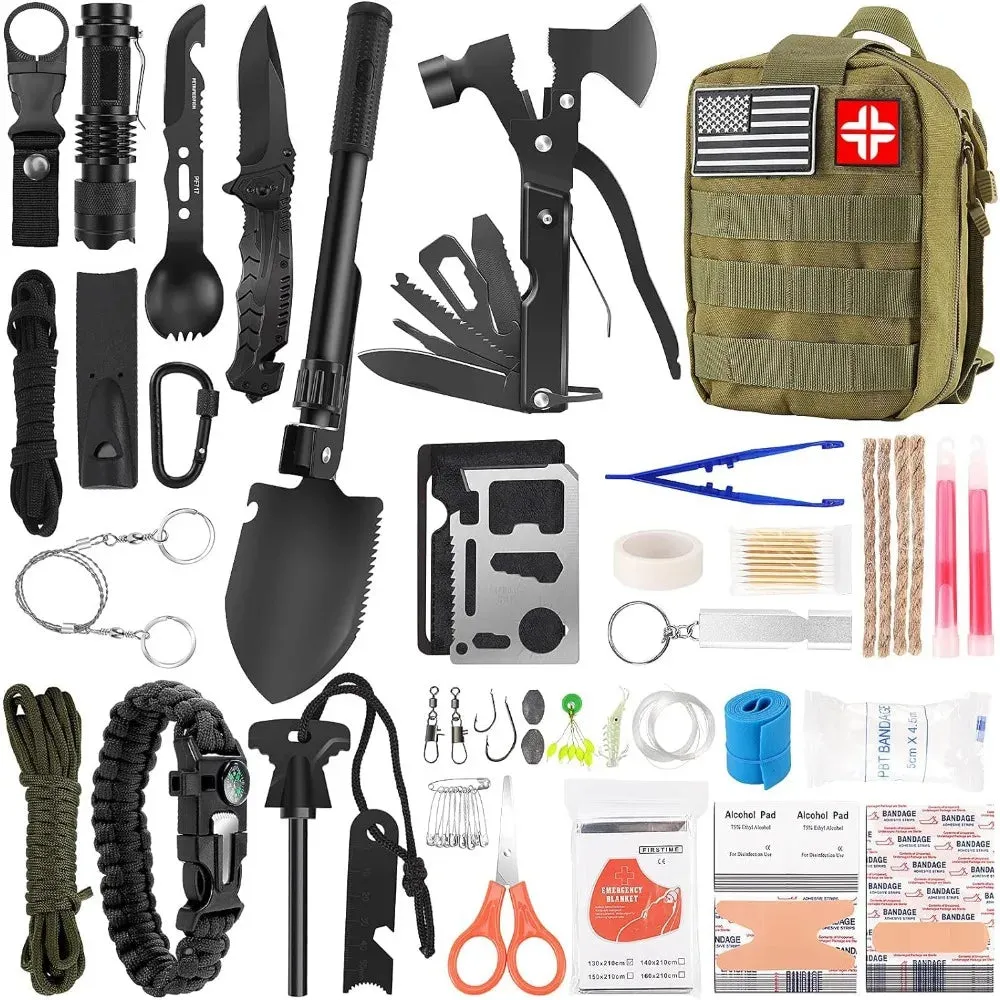 142-Piece Professional Survival Gear and Equipment with Molle Pouch