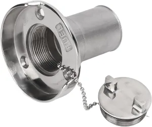 1.5in Stainless Steel Deck Filler with Fill Gas Fuel - for Marine Yachts, RVs, Trucks, Trailers