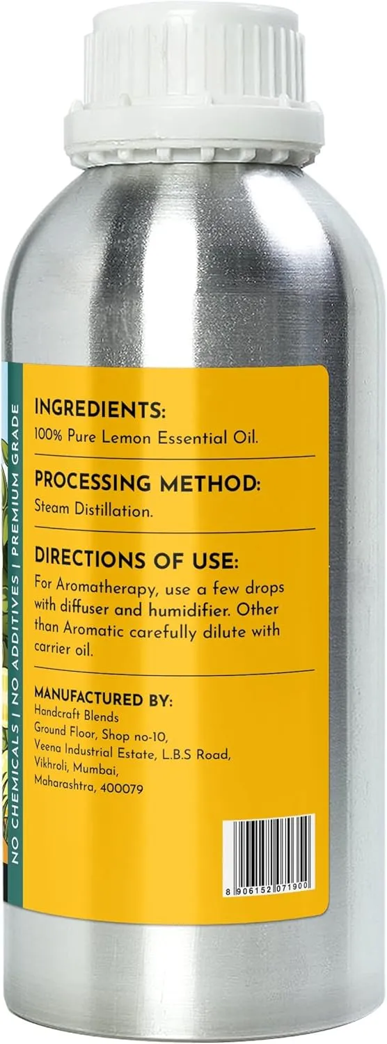 16 fl oz - Lemon Essential Oil (100% Pure & Natural) Large Aluminum Bottle for Aromatherapy, Diffuser, Candle & Soap Making - Minamino Blends