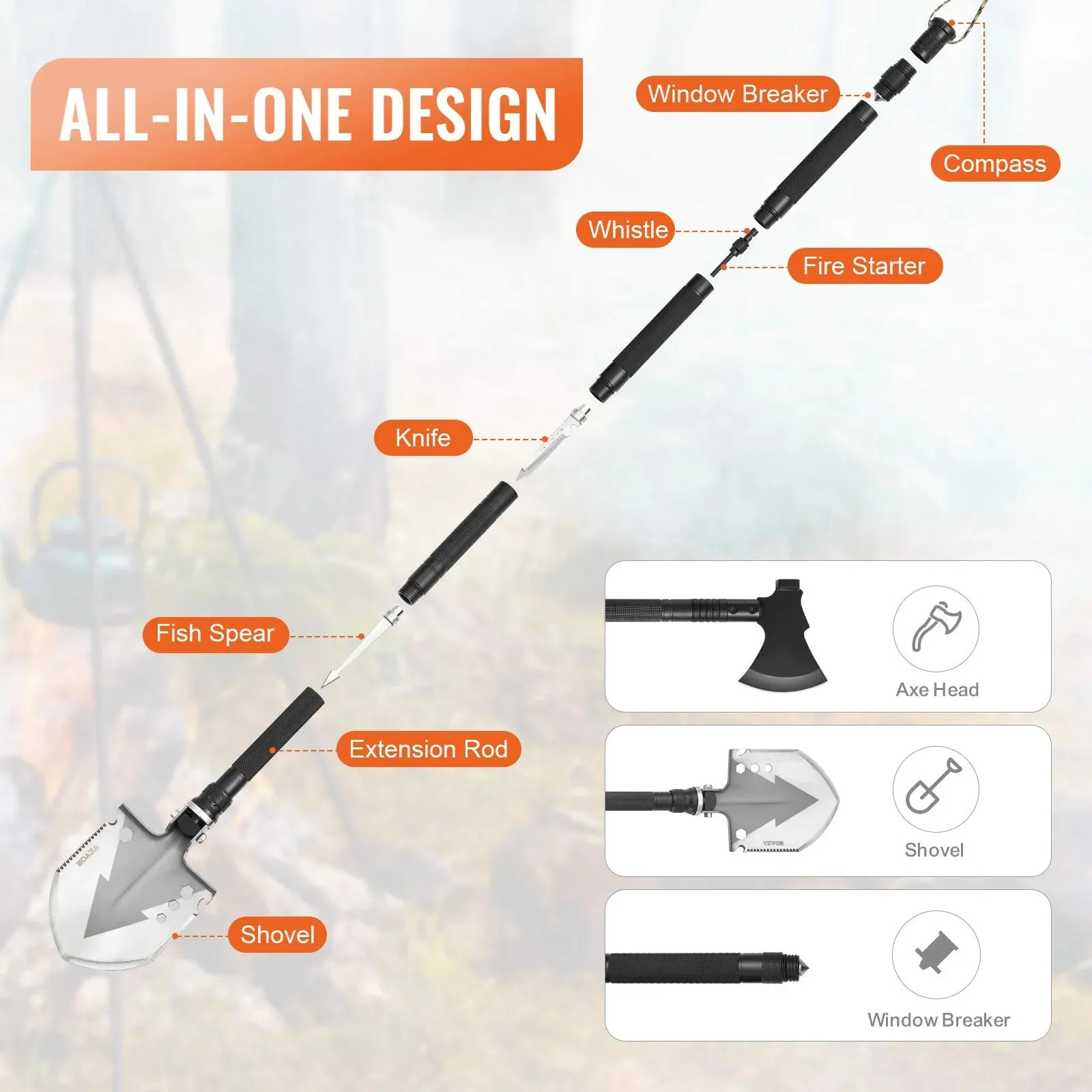 16-In-1 Survival Toolkit for Camping with Hatchet