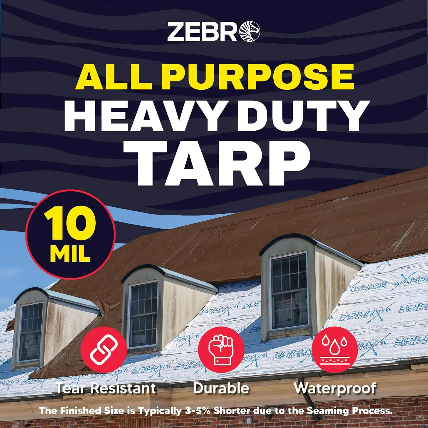 16' x 20' Brown/Silver Heavy Duty Tarp with Grommets Reinforced - 10 Mil Thick - Double Sided Plastic Waterproof Tarps - Large Tarpaulin Cover for Outdoor Camping Tent Tarp RV Roof Rain - Zebro