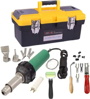1600W Plastic Welder Welding Tool Heat Heating Gun Torch Hot Air Pistol PVC Welder Machine Kit Set, with Butterfly Flooring Welding Kit and Convenient Carry Case