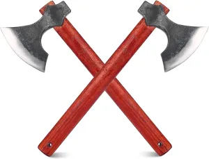 16"" Throwing Axe with Beech Wood Handle, Professional Throwing Hatchet Set of Two, Viking Style Throwing Tomahawks with Steel Wedge for Adults' Competition and Outdoor Recreation, Red