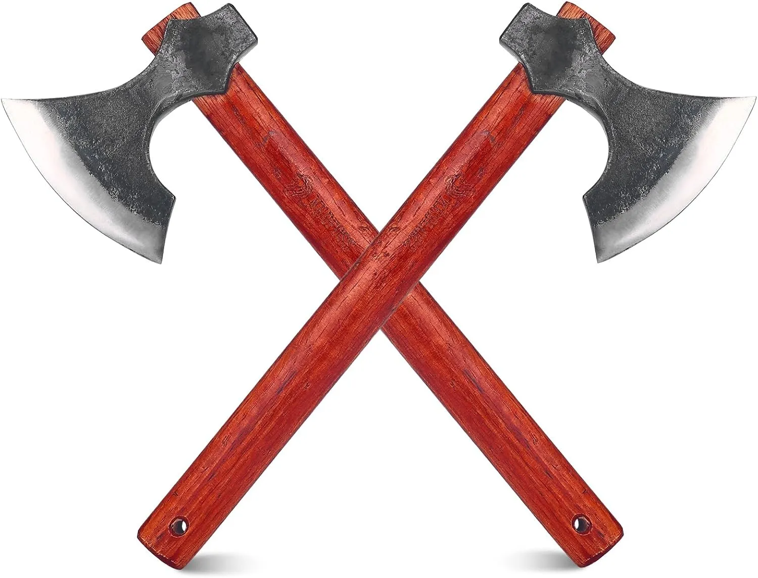 16"" Throwing Axe with Beech Wood Handle, Professional Throwing Hatchet Set of Two, Viking Style Throwing Tomahawks with Steel Wedge for Adults' Competition and Outdoor Recreation, Red