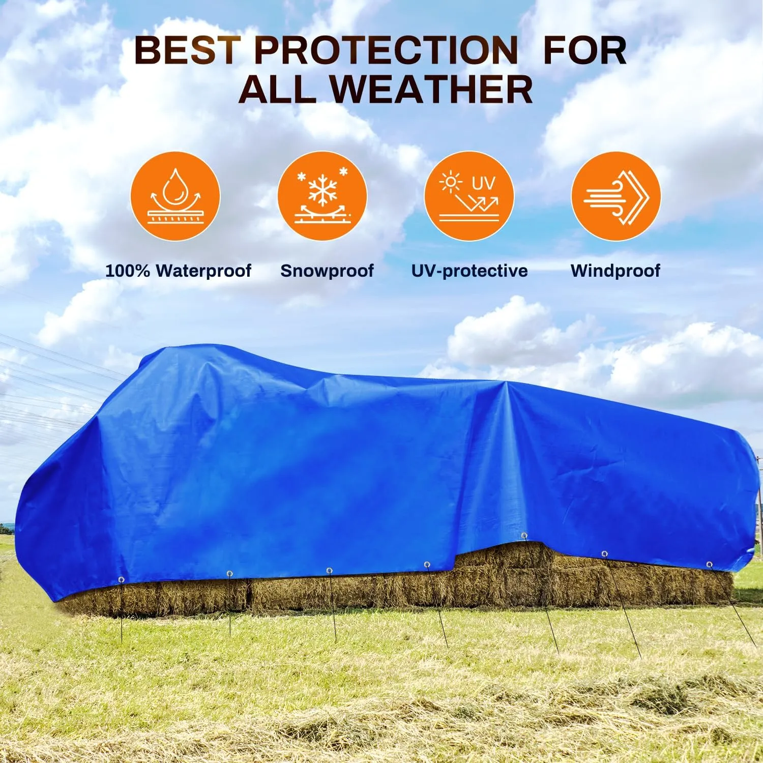16x20Ft Tarp, Keten 14 Mil Tarps Heavy Duty Waterproof with Tear & Fade Resistant, UV Resistant, Outdoor Tarp with Reinforced Grommets for Roof, Camping, Patio, Pool, Boat (Blue&Black)