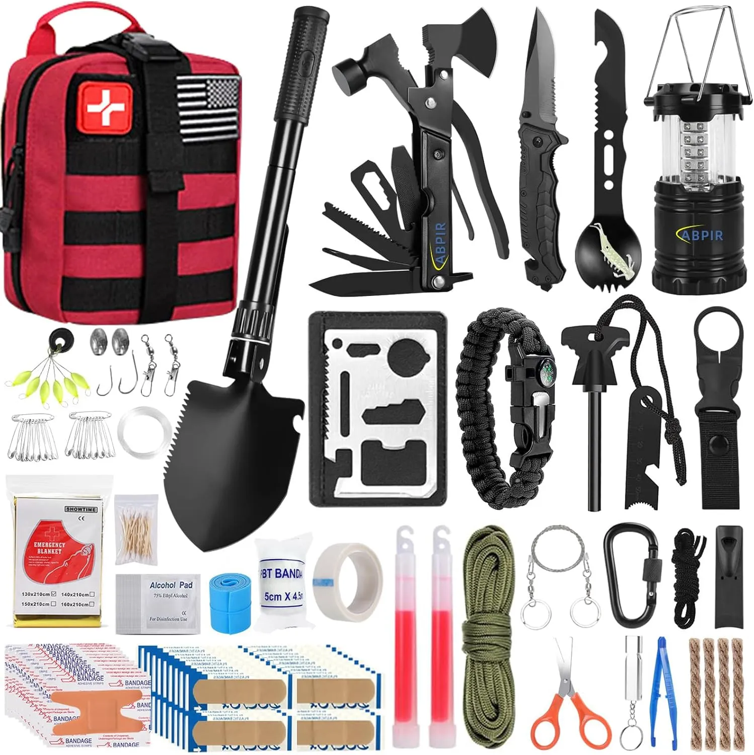 170 PCS Survival Kits, Survival First Aid Kit, Trauma Kit with Essential Survival Gear Emergency Medical Supplies for Hiking Camping Backpacking Outdoor Adventure, Gifts for Christmas Him Dad