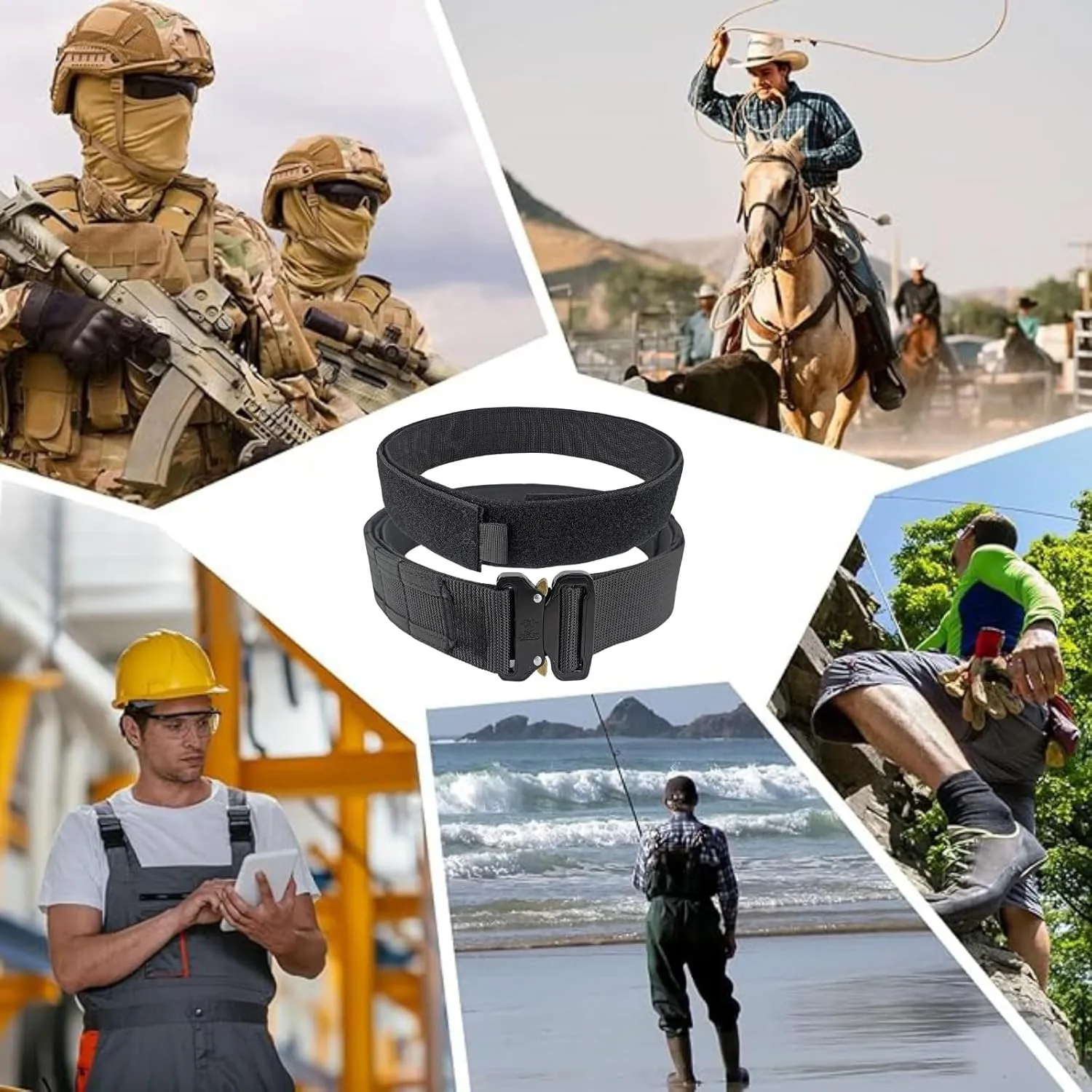 1.75 Inch Width Adjustable Nylon Tactical Molle System - Double-Layered Battle Belt, Heavy-Duty Combat EDC Belt