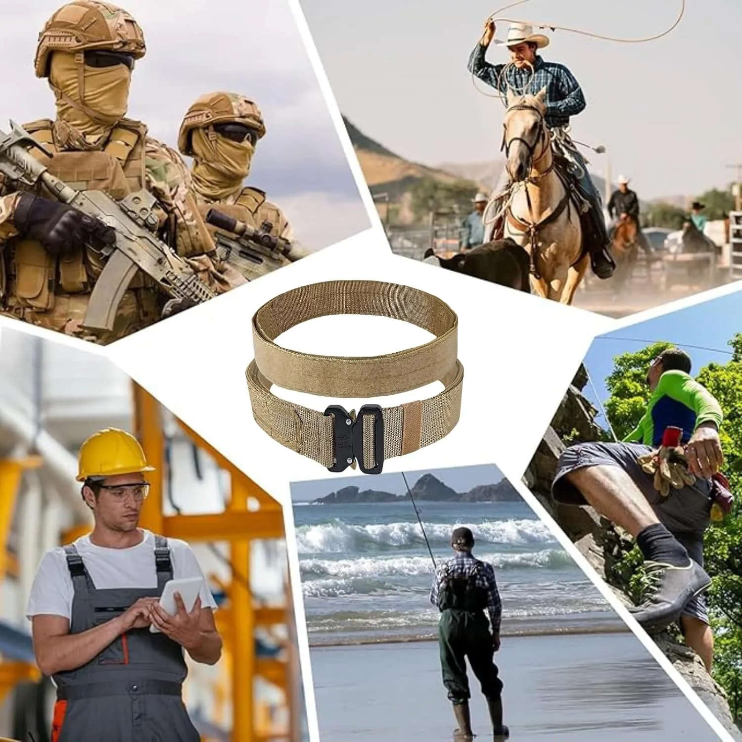 1.75 Inch Width Adjustable Nylon Tactical Molle System - Double-Layered Battle Belt, Heavy-Duty Combat EDC Belt