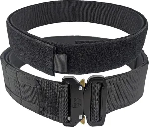 1.75 Inch Width Adjustable Nylon Tactical Molle System - Double-Layered Battle Belt, Heavy-Duty Combat EDC Belt
