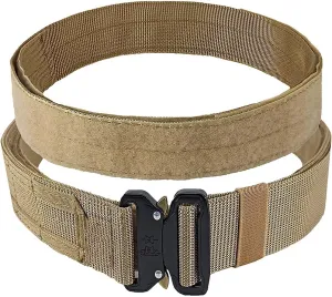 1.75 Inch Width Adjustable Nylon Tactical Molle System - Double-Layered Battle Belt, Heavy-Duty Combat EDC Belt