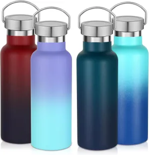 17oz Stainless Steel Water Bottle,Leak-Proof Sweat-Proof Travel Flask,Double Wall Vacuum Thermos,Portable Insulated Cup,Reuseble Metal Bottle for School Sports Hikers Kids,Assorted(4Packs)
