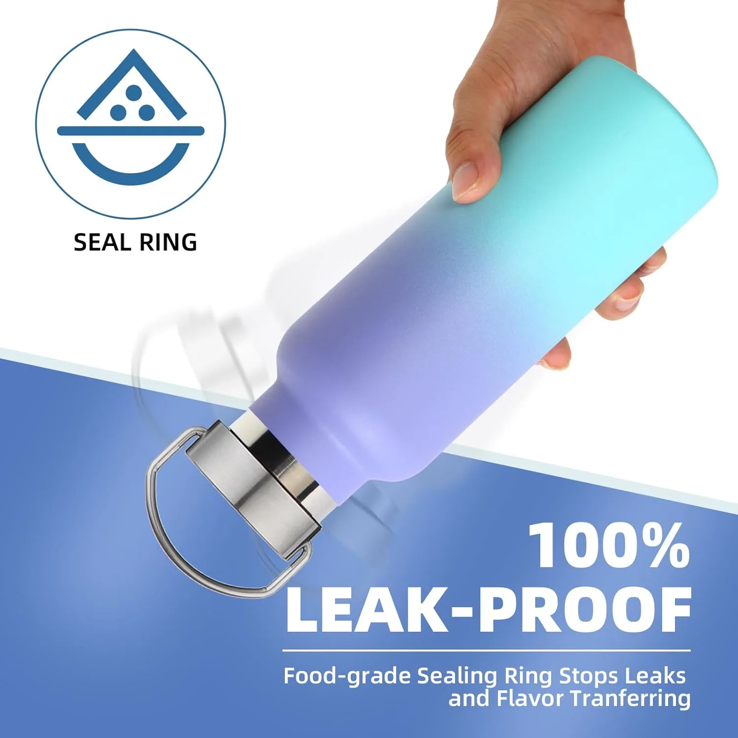17oz Stainless Steel Water Bottle,Leak-Proof Sweat-Proof Travel Flask,Double Wall Vacuum Thermos,Portable Insulated Cup,Reuseble Metal Bottle for School Sports Hikers Kids,Assorted(4Packs)
