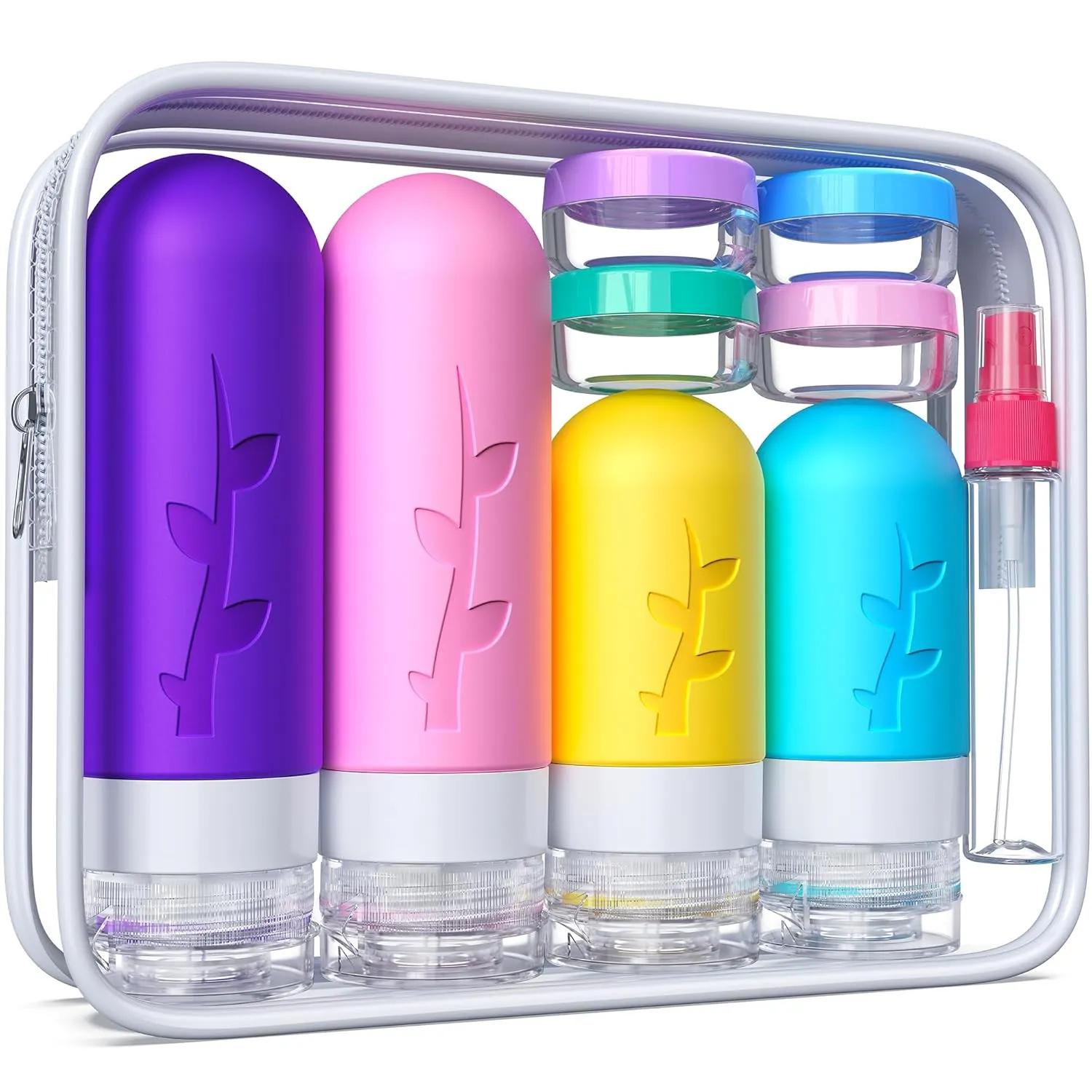 18 pack Travel Bottles for Toiletries, Tsa Approved Travel Containers for Toiletries, Silicone Leak Proof Refillable Liquid 3oz 2oz Travel essentials for Shampoo Conditioner Lotion BPA Free