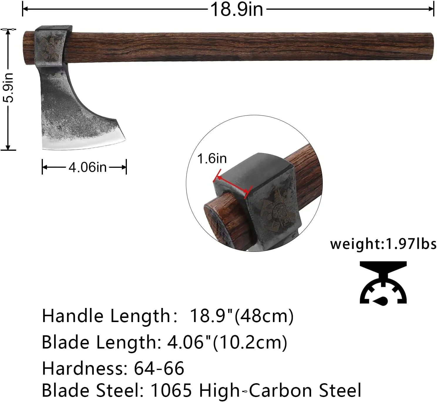 18.9" Throwing Axe, 3Pack Throwing Tomahawk with 1065 High Carbon Steel and Beech Wooden Handle, Well Balanced Great for Axe Throwing Game, Competition and Recreation