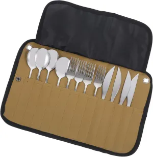 1Set Portable Camping Cutlery with Storage Pouch Utensils for Outdoor Dining for Picnics Hiking and Travel Includes Fork Spoon and Chopsticks
