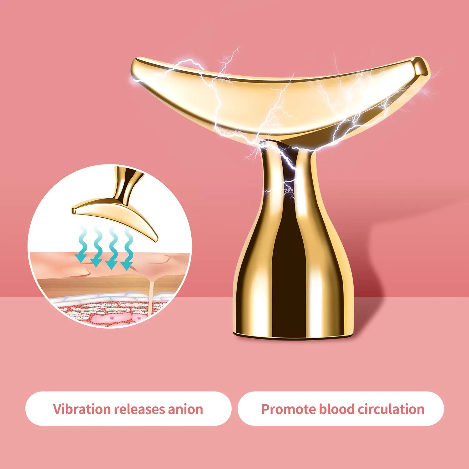2-IN-1 Electric Face Massager Roller 24k Golden Face Roller, 3D Roller and Unique Crescent Shape Facial Roller Massager Kit Arm Eye Nose Massager Skin Care Tools