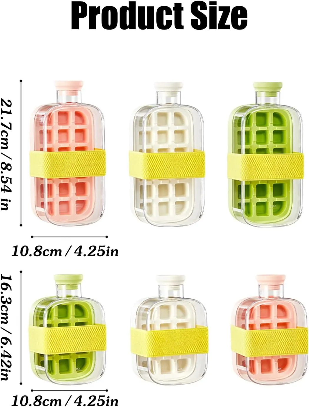 2-in-1 Ice Cube Bottle with Straw - Easy Press Ice Tray Water Bottle, Leak Proof Lid, Vertical Ice Maker for Freezer, Travel, Gym & Home Use (Green, 800ml)
