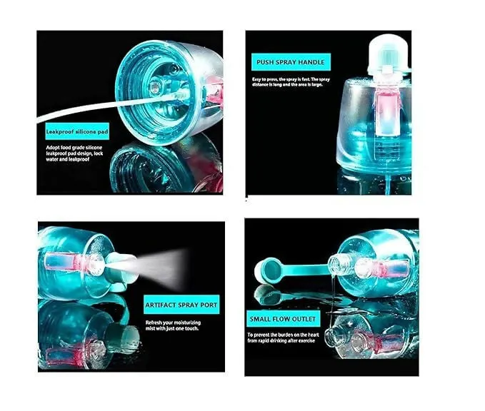 2-in-1 Mist and Drink Water Bottle Click Sale 600ml Spray Sipper for Outdoor & Fitness Use