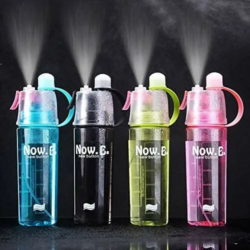 2-in-1 Mist and Drink Water Bottle Click Sale 600ml Spray Sipper for Outdoor & Fitness Use