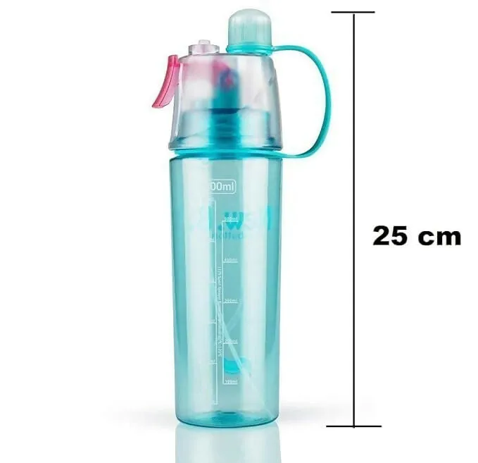2-in-1 Mist and Drink Water Bottle Click Sale 600ml Spray Sipper for Outdoor & Fitness Use