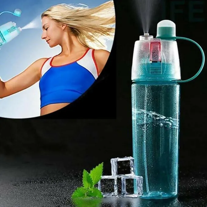 2-in-1 Mist and Drink Water Bottle Click Sale 600ml Spray Sipper for Outdoor & Fitness Use