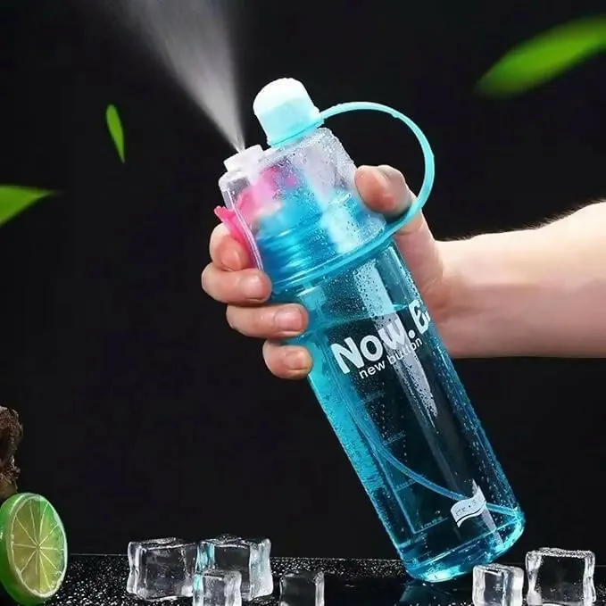 2-in-1 Mist and Drink Water Bottle Click Sale 600ml Spray Sipper for Outdoor & Fitness Use