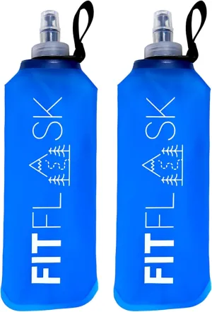 2 Pack Soft Water Bottle, TPU Collapsible Flask Foldable Bottles for Hydration Pack, BPA-Free, for Running Hiking Cycling Climbing