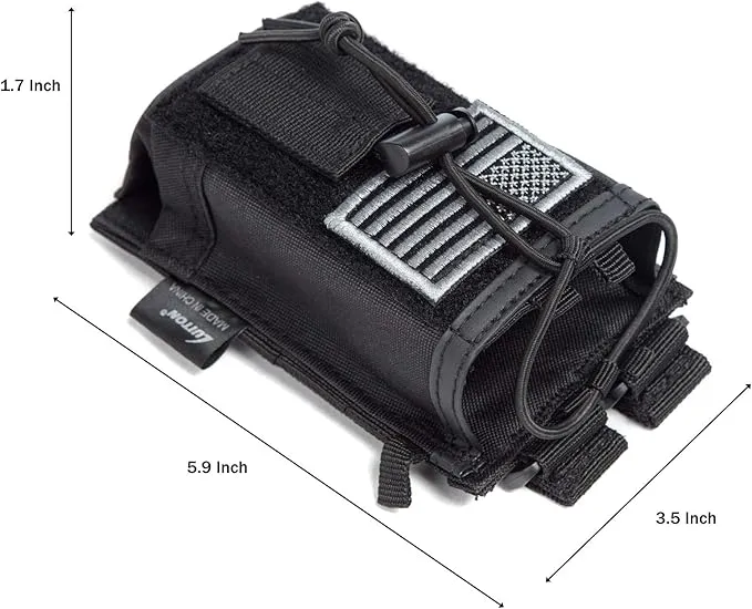 2 Pack Tactical Radio Holder Radio Case Molle Radio Holster Military Heavy Duty Radios Pouch Bag for Two Ways Walkie Talkies Adjustable Storage with 3 Pack Patch