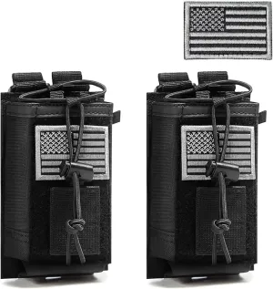 2 Pack Tactical Radio Holder Radio Case Molle Radio Holster Military Heavy Duty Radios Pouch Bag for Two Ways Walkie Talkies Adjustable Storage with 3 Pack Patch