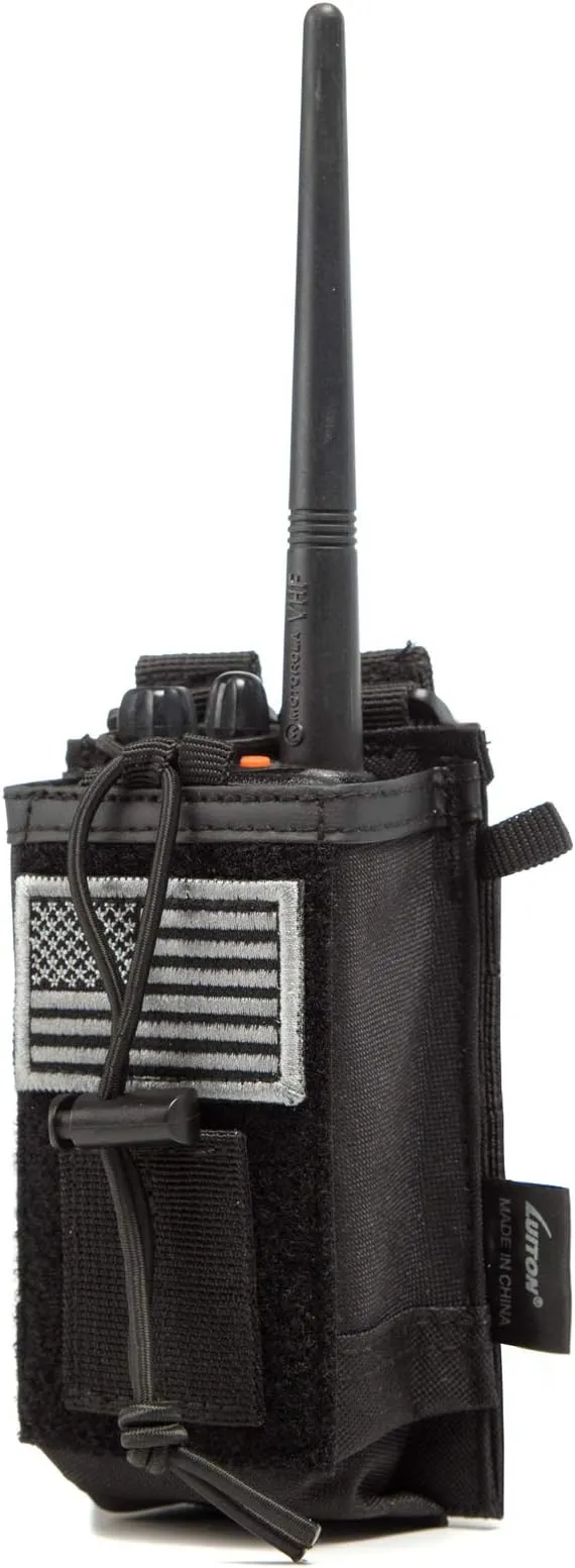 2 Pack Tactical Radio Holder Radio Case Molle Radio Holster Military Heavy Duty Radios Pouch Bag for Two Ways Walkie Talkies Adjustable Storage with 3 Pack Patch