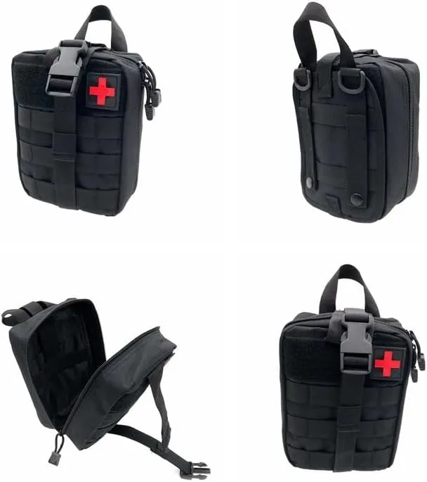 2 Pcs Tactical Medical Pouch, MOLLE System, First Aid Pouch, Rip-Away EMT Bag, Empty Utility Pouch for Outdoor Activities