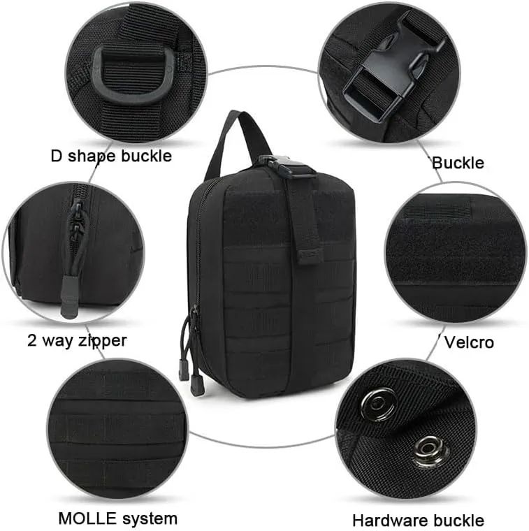 2 Pcs Tactical Medical Pouch, MOLLE System, First Aid Pouch, Rip-Away EMT Bag, Empty Utility Pouch for Outdoor Activities