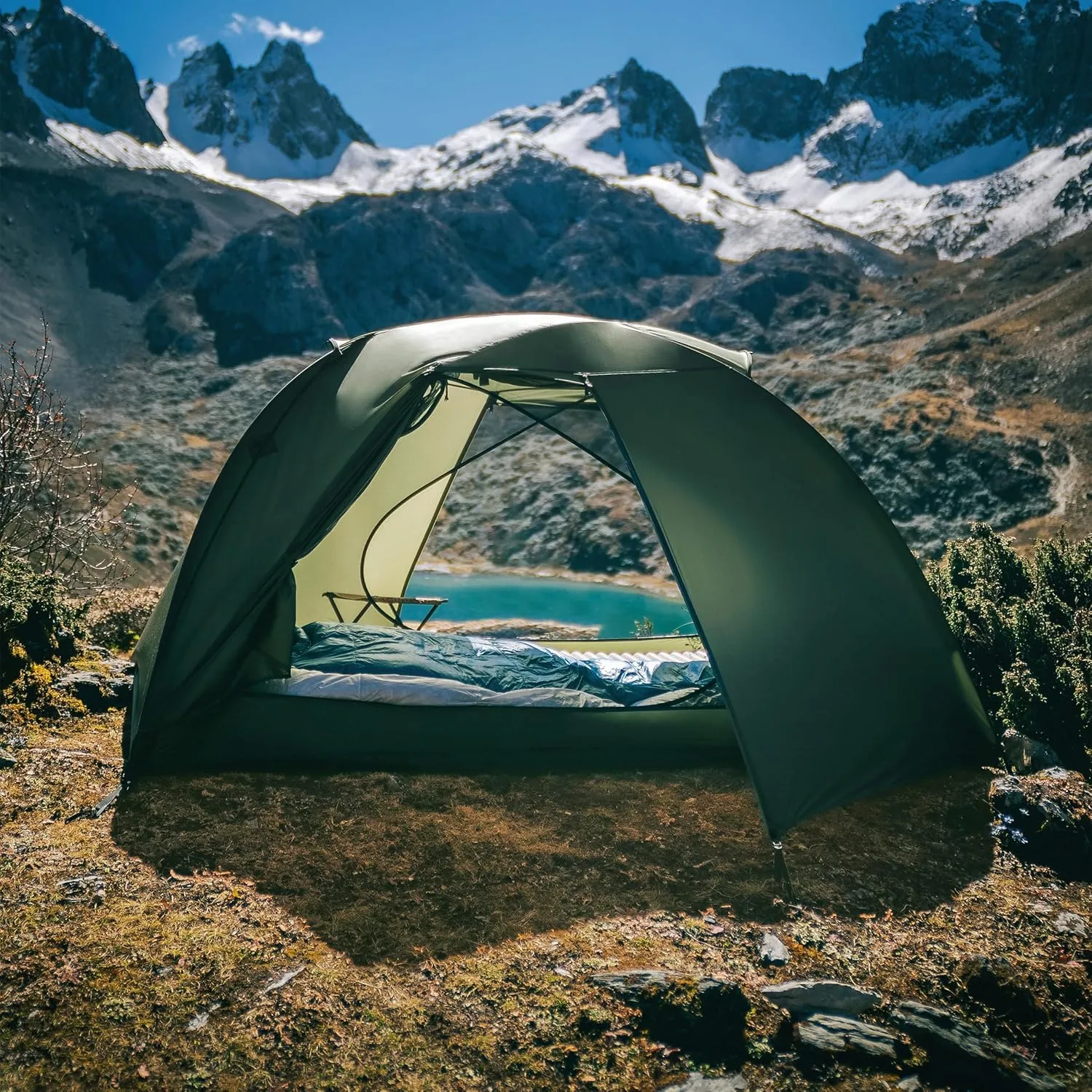 2 Person Camping Tent, Lightweight Waterproof Windproof Dome Tent, Easy Set up Multifunction Tent for Outdoor Camping Hiking