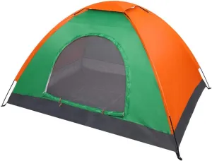 2-Person Camping Tent, Waterproof Oxford Fabric with Dual-Door Design, Lightweight & Easy Setup Backpacking Tent, Portable for Hiking, Outdoor Adventures (Orange & Green)