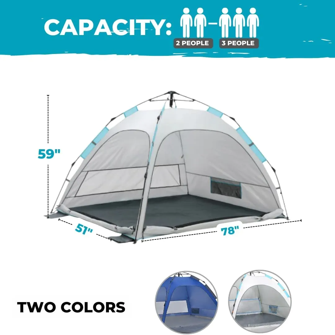 2-Person Pop-Up Camping Tent – Instant Setup, Water-Resistant, Lightweight Dome with Dual Mesh Doors & Extensible Porch – Ideal for Beach, Hiking & Backpacking