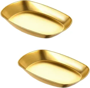 2 Piece Metal Camping Plates,Stainless Steel Dinner Plates,Serving Plates for Party, Picnic,Restaurants,Kitchen