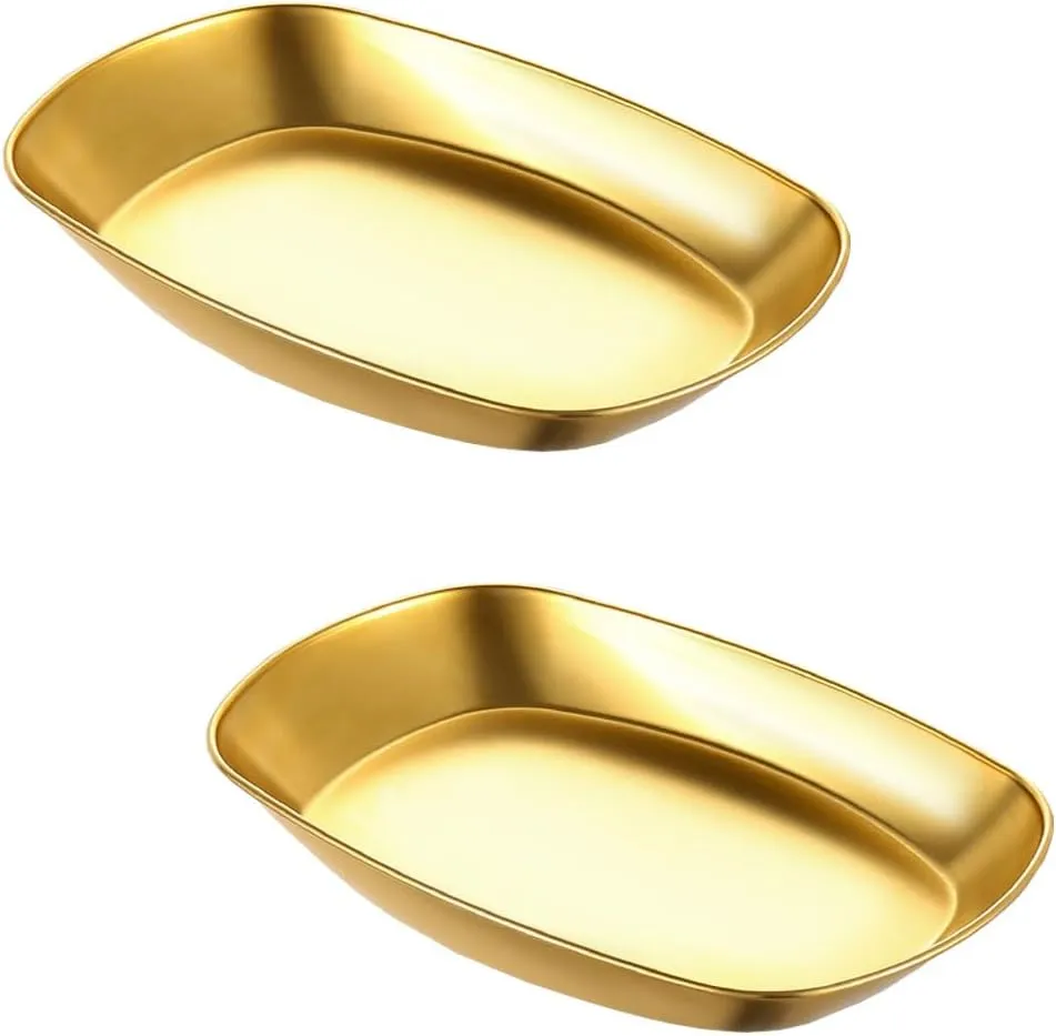 2 Piece Metal Camping Plates,Stainless Steel Dinner Plates,Serving Plates for Party, Picnic,Restaurants,Kitchen
