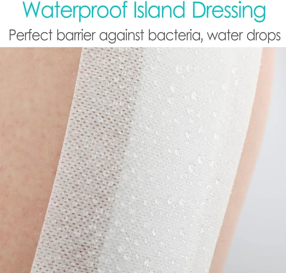20 Pcs Waterproof Knee Replacement Dressing | 4x8 Inch Long Post Surgery Gauze Bandage with Adhesive Border   Non-Stick Central Pad, Hip Wound Incision Recovery