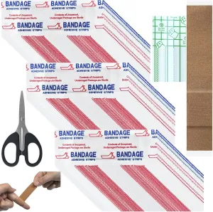 200 Pcs Extra Long Flexible Fabric Adhesive Bandages, 3/4 x 4.75 Inch Rubber Free First Aid Bandages, Finger Wound Care Strip Bandages for Oversized Hands and Feet