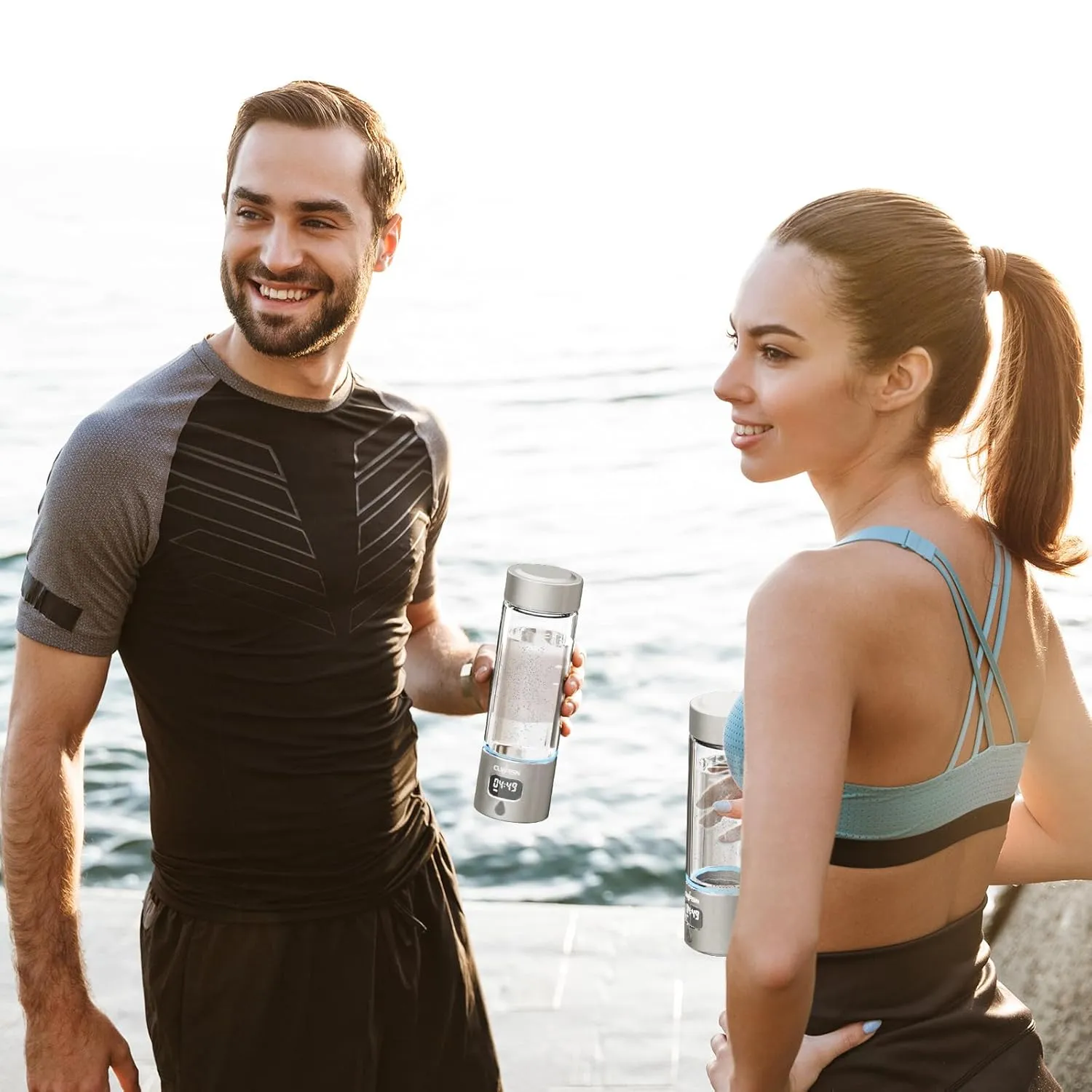 2025 Hydrogen Water Bottle Generator-Portable Hydrogen Water Ionizer Machine-SPE/PEM Technology-Athletic Performance & Hydration System-Alternative to Hydrogen Water Pitcher(Silver)
