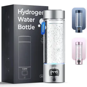 2025 Hydrogen Water Bottle Generator-Portable Hydrogen Water Ionizer Machine-SPE/PEM Technology-Athletic Performance & Hydration System-Alternative to Hydrogen Water Pitcher(Silver)