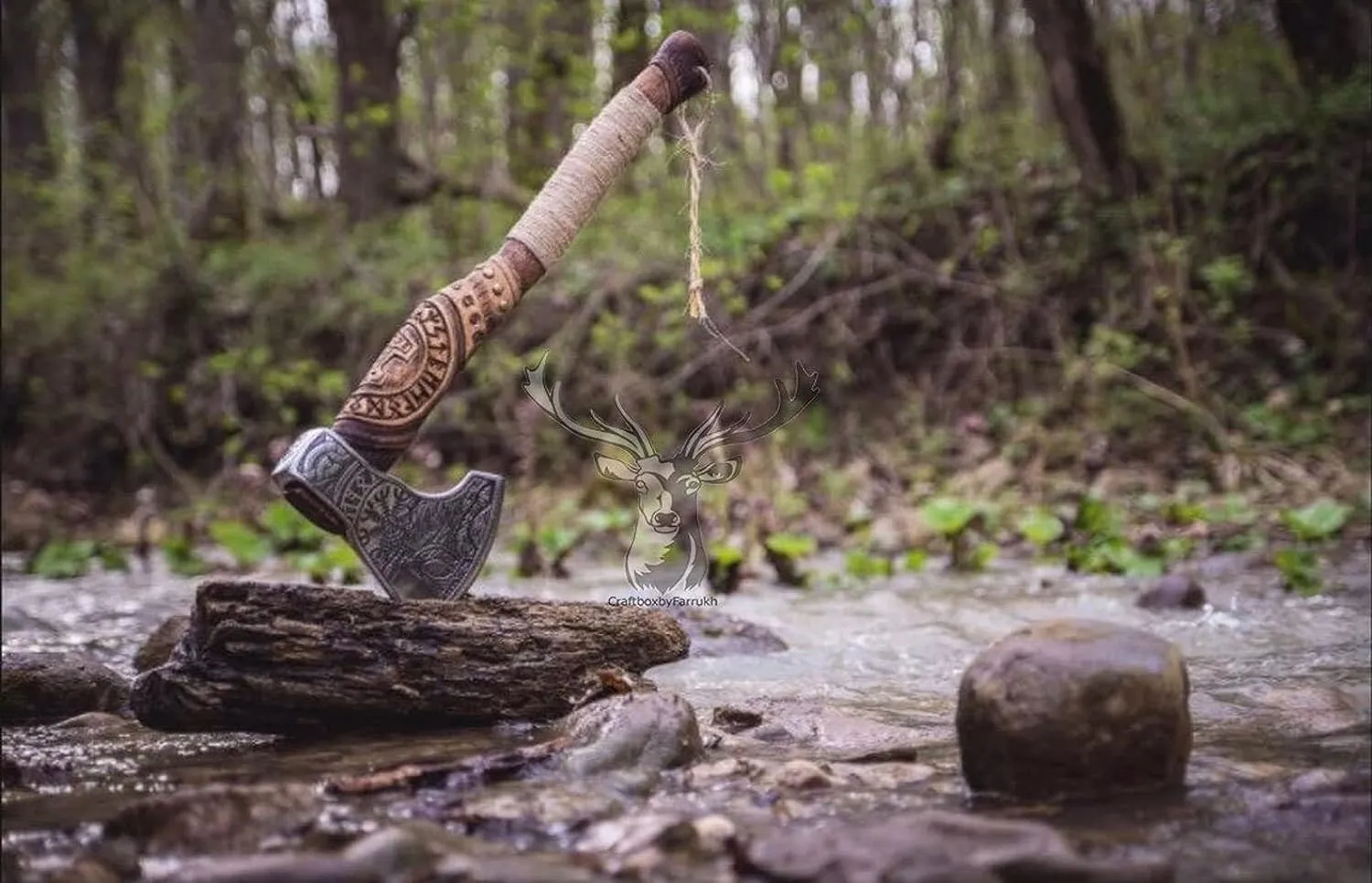 22-Inch Hand-Forged Viking Axe with Sheath, Hatchet with Sheath, Axe for Men, Survival Axe, Viking Bearded Camping Axe, Best Gift Axe