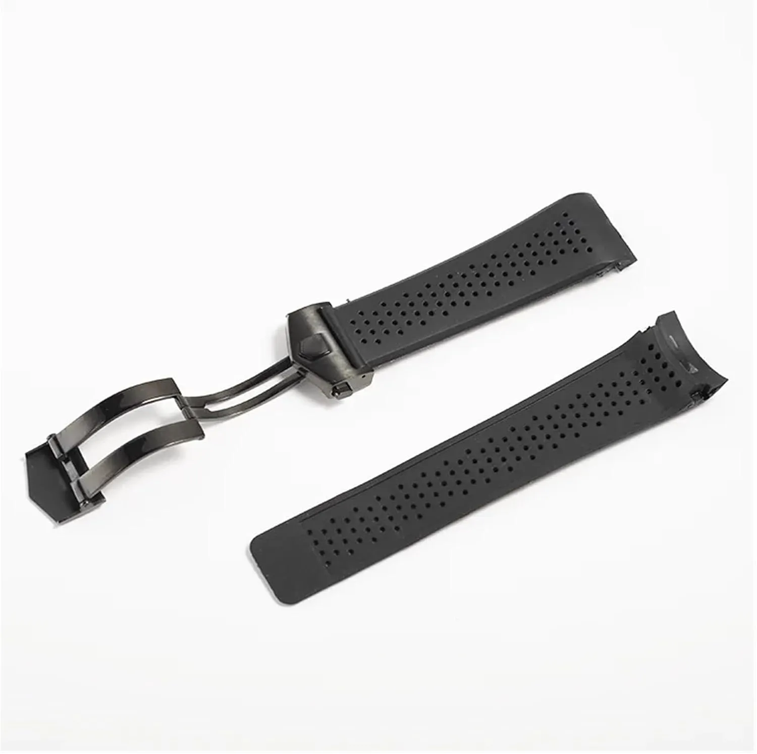 22mm 24mm Silicone Men Watchband Band With Clasp Perforated Watch Strap Sport Bracelet Belt