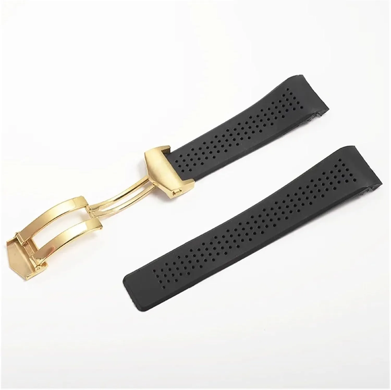 22mm 24mm Silicone Men Watchband Band With Clasp Perforated Watch Strap Sport Bracelet Belt