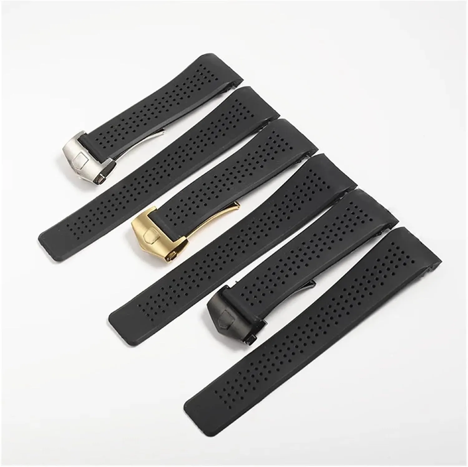 22mm 24mm Silicone Men Watchband Band With Clasp Perforated Watch Strap Sport Bracelet Belt