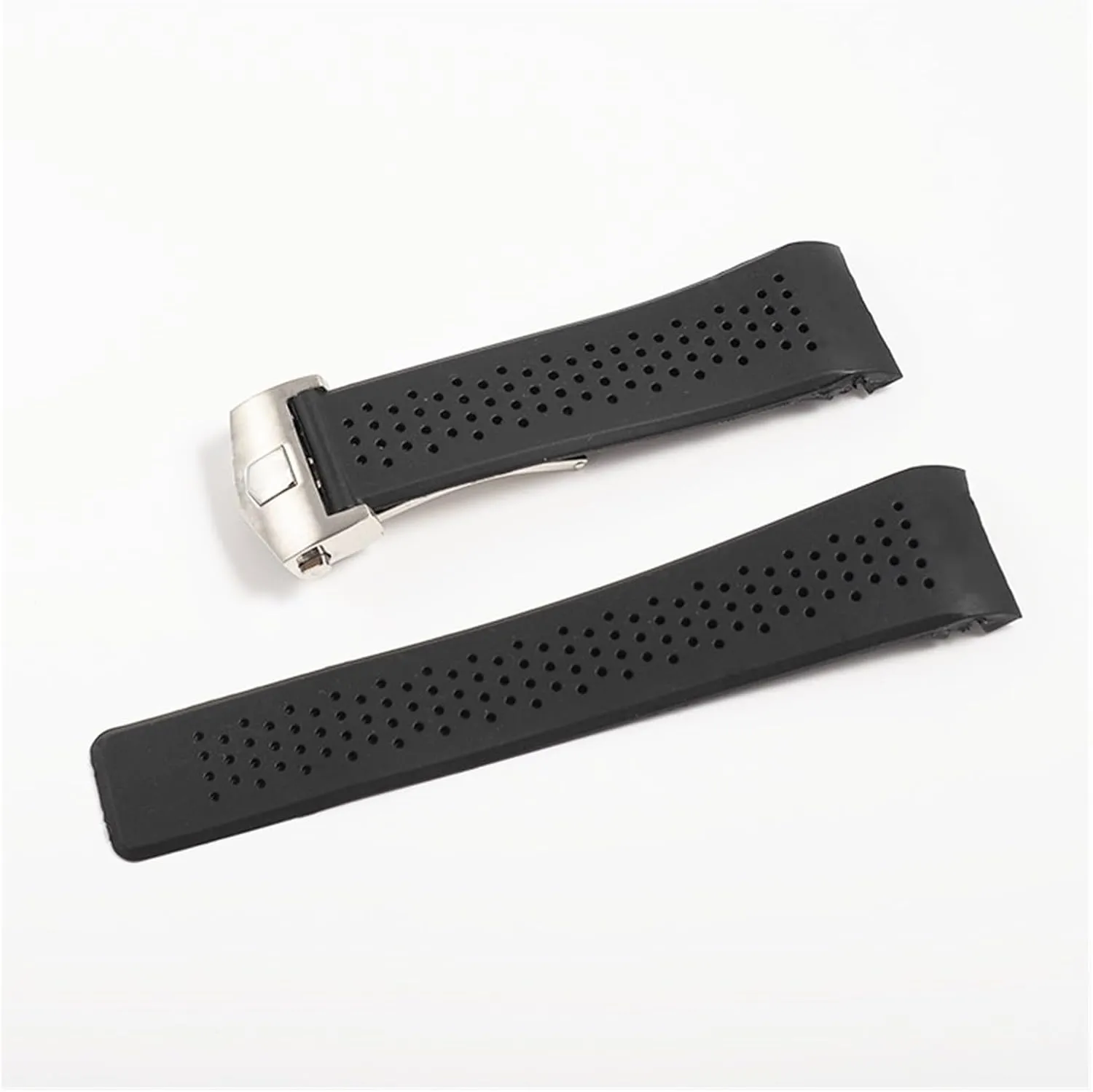 22mm 24mm Silicone Men Watchband Band With Clasp Perforated Watch Strap Sport Bracelet Belt