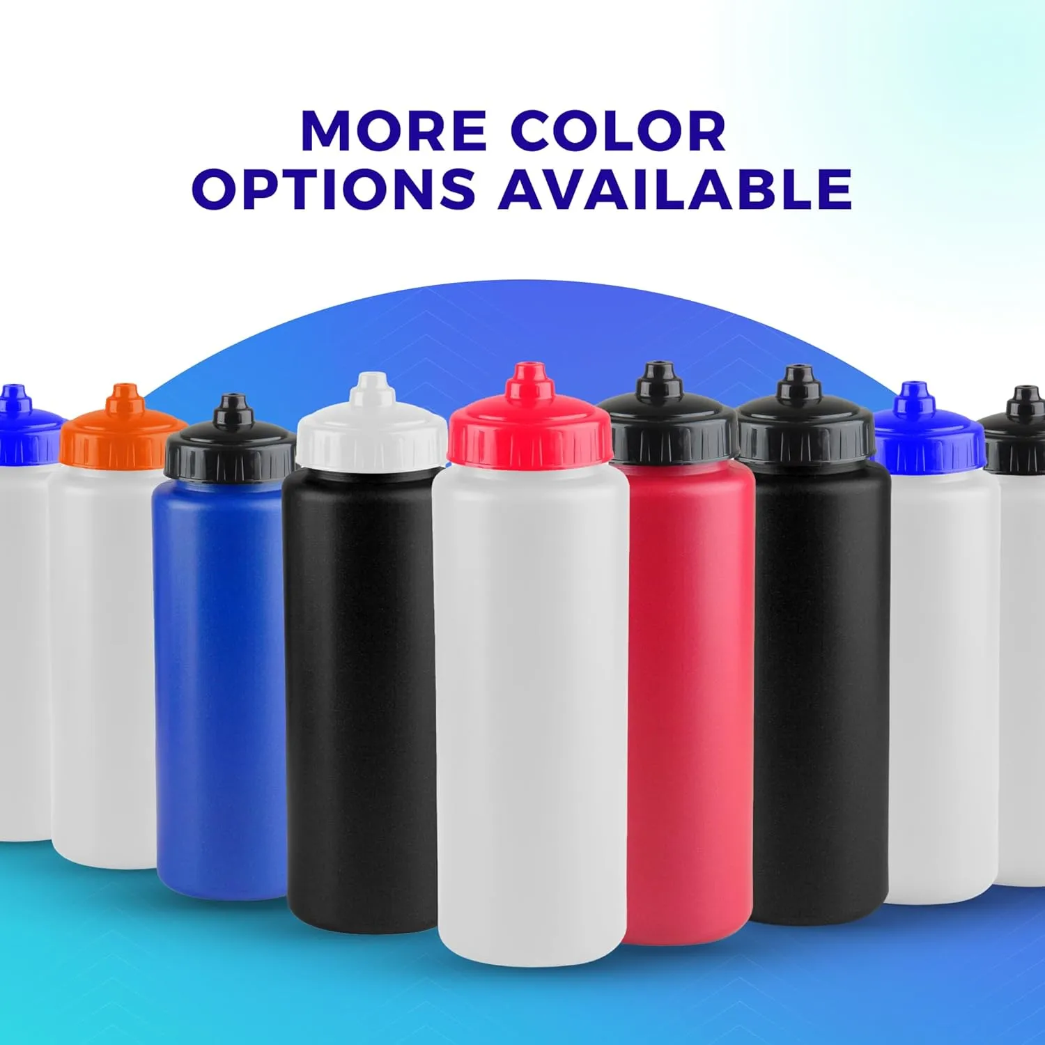 25-Pack, 32 oz Water Bottles, BPA Free Squeeze Bottle, Blue Water Bottle with White Lid, Made in USA by Gary Plastic Packaging