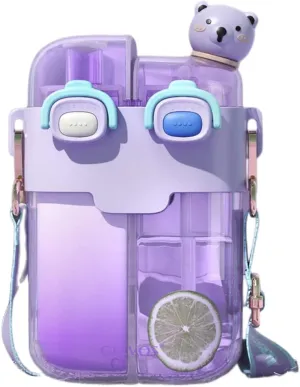 25oz Kawaii Water Bottles with Two Ways to Drink, Two Different Drinks in One Cup, Cute Creative Outdoor Drinking Cup for Camping Hiking Backpacking Travel Office