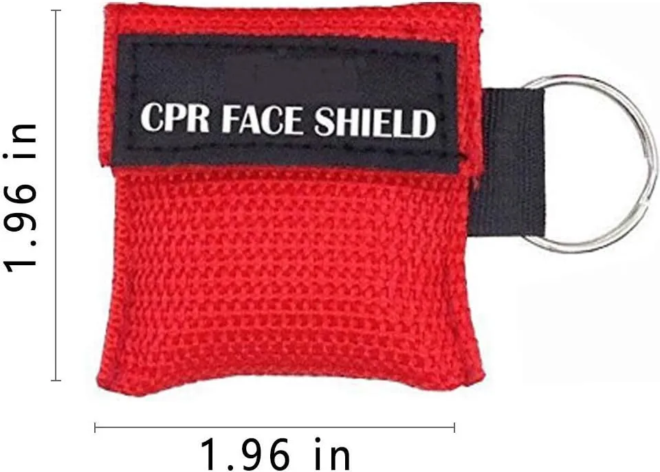 25pcs CPR Face Shield Mask Keychain Keying CPR Face Shields Pocket Mask for First Aid or CPR Training (Red-25)