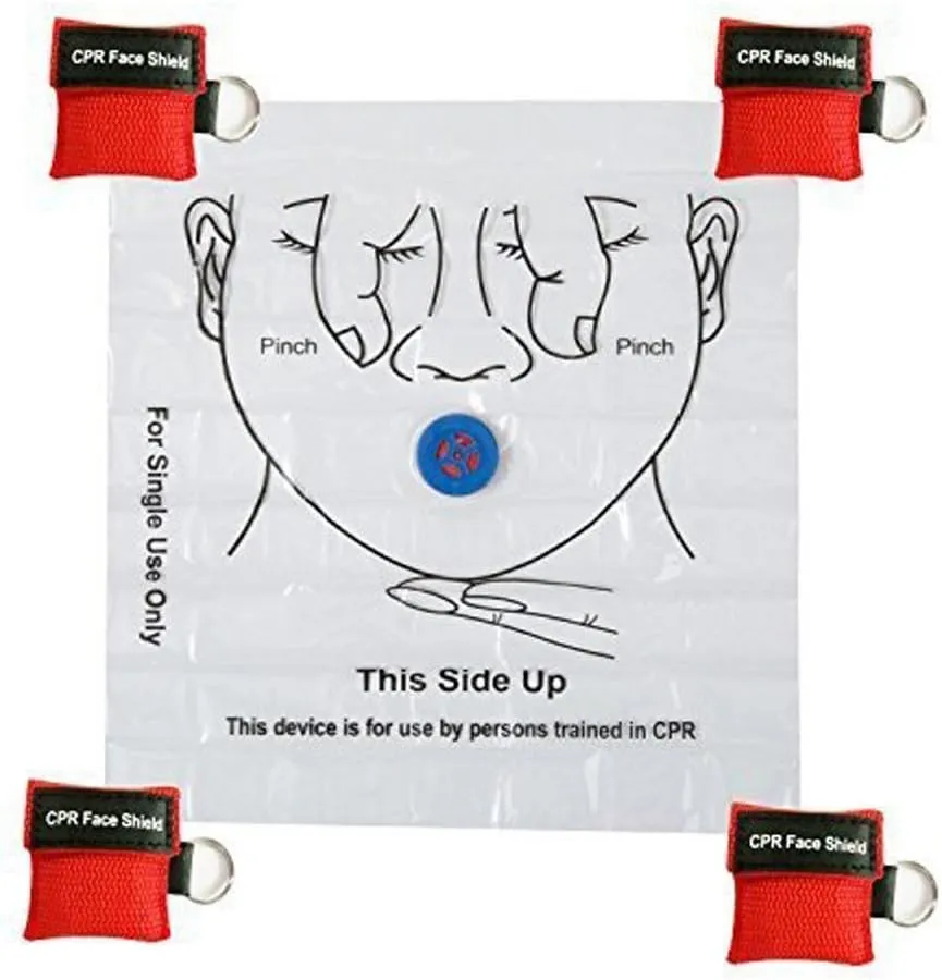 25pcs CPR Face Shield Mask Keychain Keying CPR Face Shields Pocket Mask for First Aid or CPR Training (Red-25)